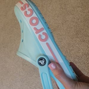 Crocs 5/7 Bayaband Iconic Clog Super CLEAN! 🌸🌊 Baby Blue and Pink